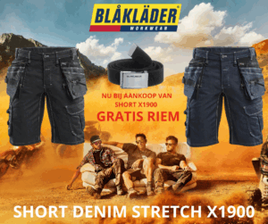 Bij aankoop van een Blåkläder denim stretch short X1900 nu een GRATIS Blåkläder riem! 